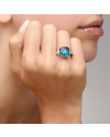 Pomellato Maxi-size Ring Rose Gold 18kt, White Gold 18kt, Blue London Topaz (horloges)